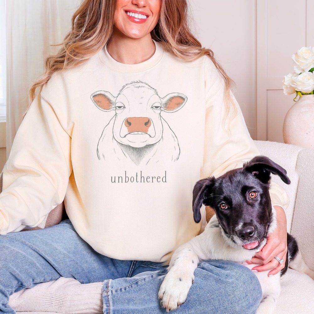 Unbothered Cow Staring You Down Sweatshirt